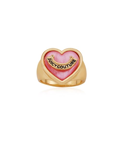 Juicy Couture Goldtone Light Pink Heart Ring Size 7