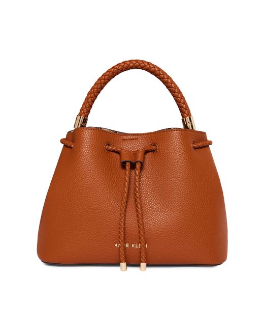 Anne Klein Braided Handle Satchel in Brown Lyst
