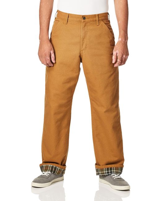 Carhartt Orange Loose Fit Washed Duck Flannel-lined Utility Work Pant for men