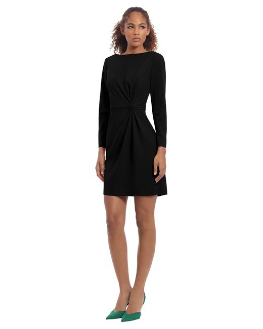 Donna Morgan Petite Long Sleeve Scuba Crepe Dress With Twist Detail in Black  | Lyst