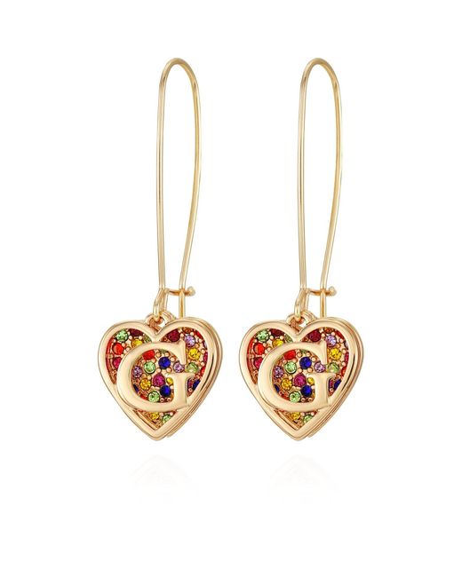 Guess White Goldtone Shepards Hook Earrings