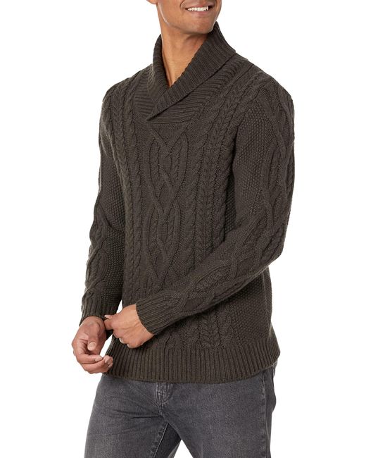 Guess Black Kyle Cable-knit Shawl Sweater for men