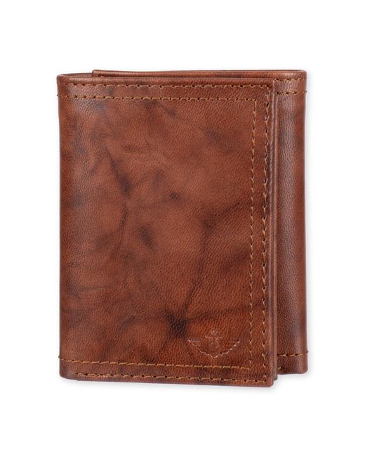 Dockers Brown Rfid Extra Capacity Trifold Wallet With Zipper for men