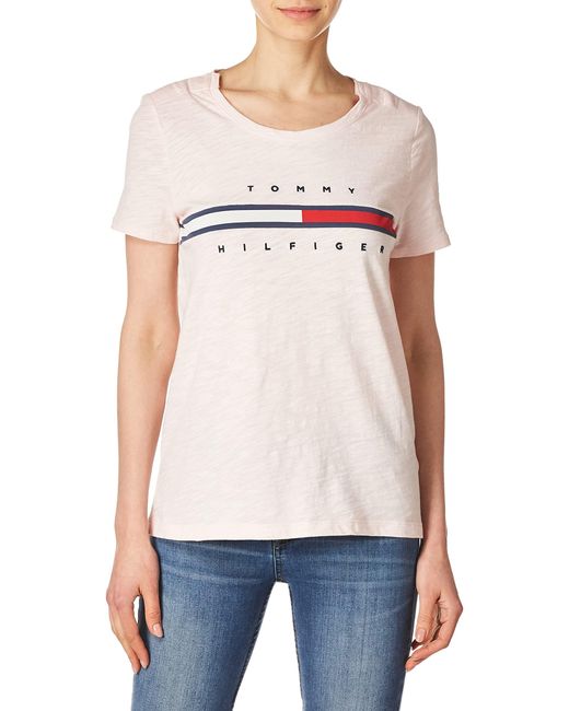 Tommy Hilfiger White Adaptive T Shirt With Magnetic Closure Signature Stripe Tee