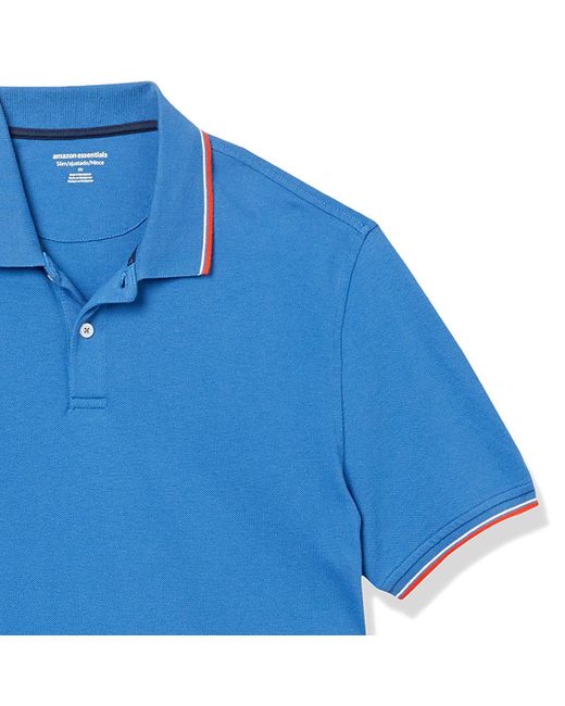 Amazon Essentials Blue Slim-fit Cotton Pique Polo Shirt for men