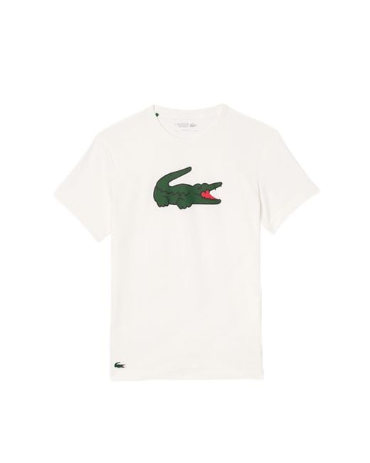 Lacoste White Short Sleeve Regular Fit Sports Performance Graphic Tee Shirt for men
