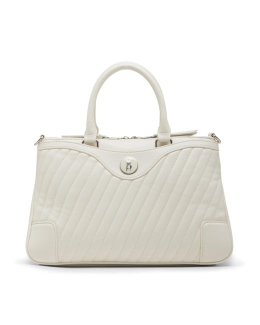 Steve Madden White Veera Diagonal Quilted Satchel