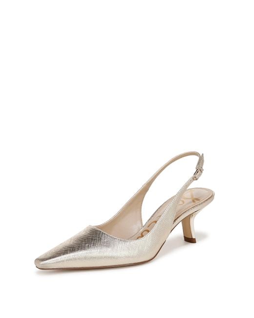 Sam Edelman Natural Bianka Sling Pump Gold Leaf Leather 5 M