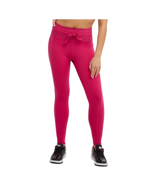 Champion Pink , , Moisture Wicking, Drawcord Leggings For , 25", Strawberry Rouge, X-small