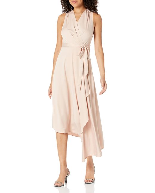 BCBGMAXAZRIA Synthetic Fit And Flare Asymmetrical Hem Tie Belt Midi ...