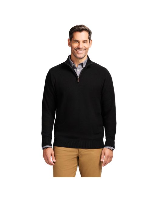 Izod Black Luxury Classics Quarter Zip Sweater for men