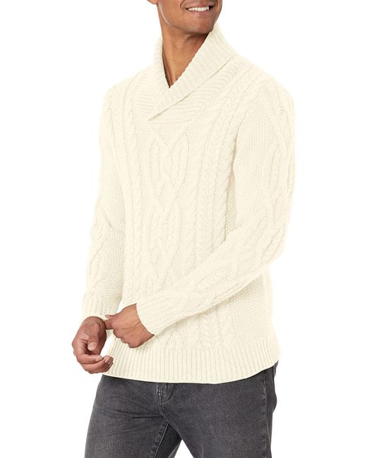 Guess White Kyle Cable-knit Shawl Sweater for men