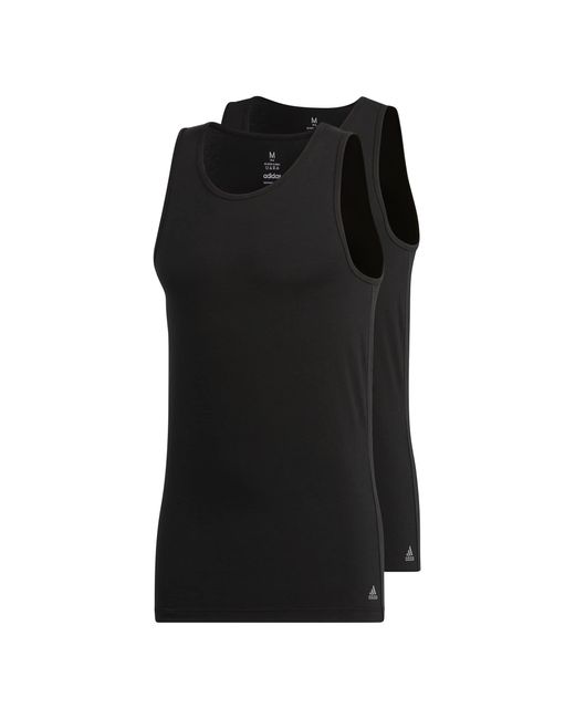 Adidas Black Stretch Cotton 2-pack Tank Top for men