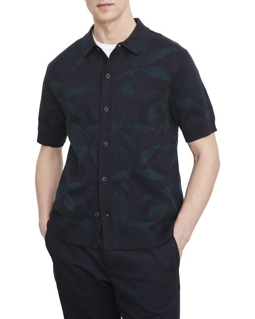 Vince Blue S Floral Jacquard S/s Button Down for men