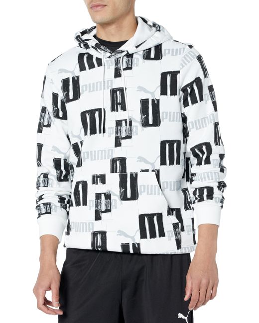 PUMA Black Graphic Hooded Sweatshirt White-ss24 All Over Print for men