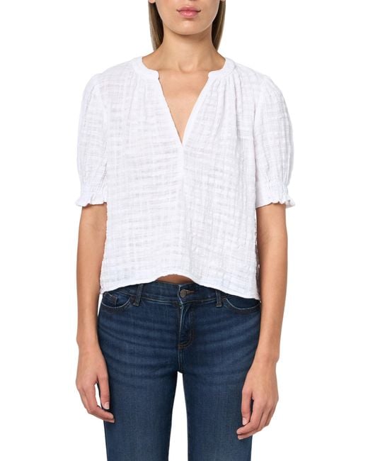 Velvet By Graham & Spencer White Bonita Textured Gauze Blouse