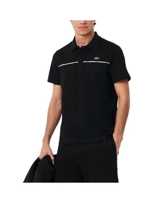 Lacoste Black S Seasonal Short Sleeve Regular Fit Contrast Piping Polo for men