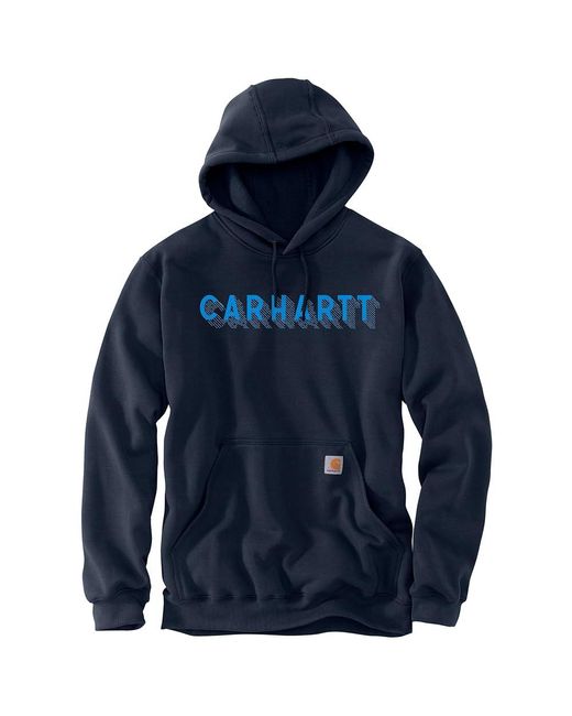 Carhartt Blue Rain Defender Loose Fit Midweight Logo Graphic Sweatshirt for men