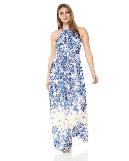 halter ruffle maxi dress eliza j