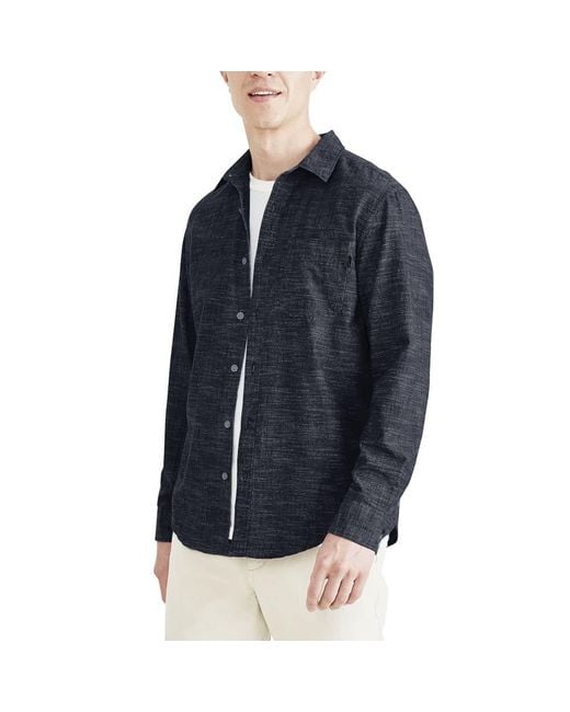 Dockers Blue Regular Fit Long Sleeve Casual Shirt for men