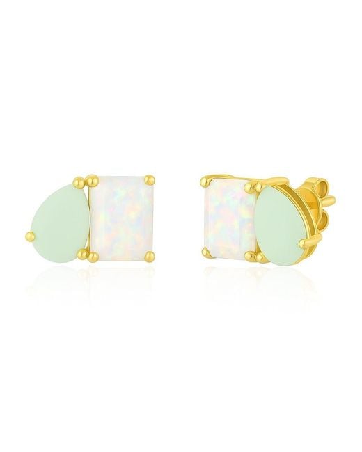 Amazon Essentials Metallic 14k Gold-plated October Birthstone Two-toned Stud Earrings With Secure Pushbacks