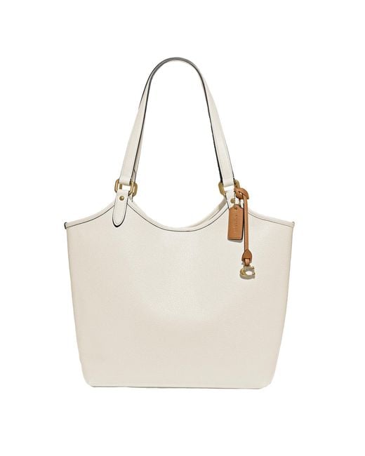 COACH Natural Polished Pebble Leather Day Tote