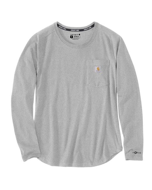 Carhartt Gray Force Relaxed Fit Midweight Long-sleeve Pocket T-shirt