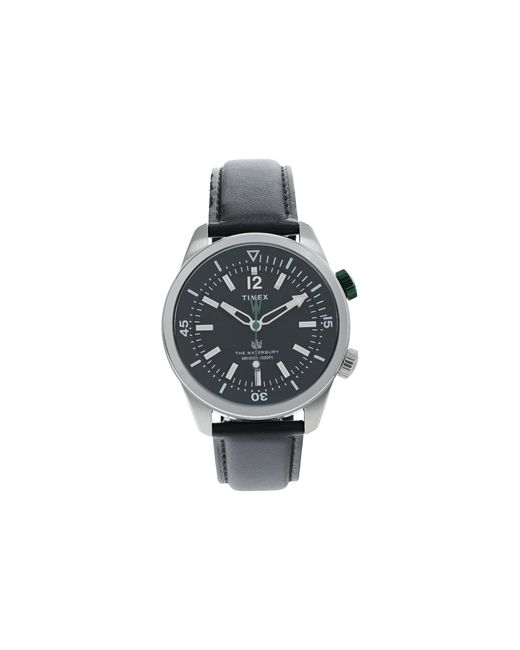 Timex 's Waterbury Diver 41mm Watch – Black Dial Stainless Steel Case With Black Leather for men