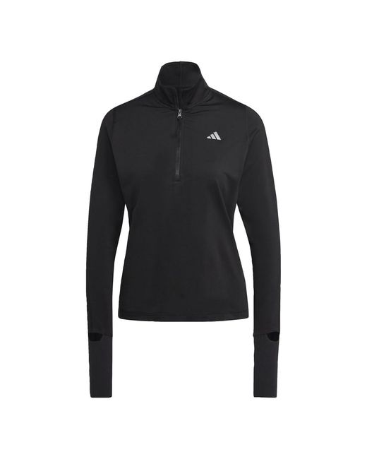Fast Running Half Zip Long-Sleeve Adidas en coloris Black