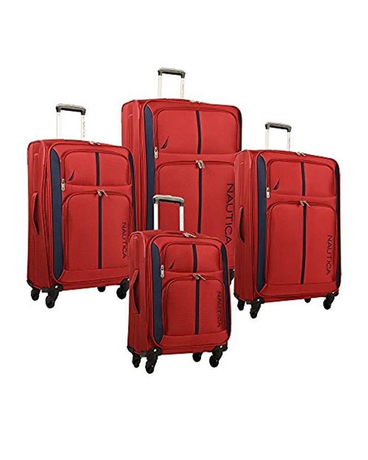 Nautica Red 4 Piece Spinner Luggage Set
