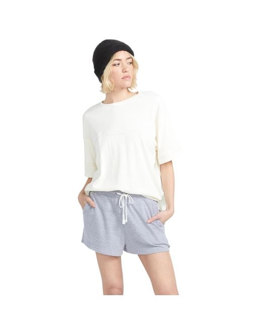 Volcom White Lived In Lounge Frenchie Elastic Waist Sweat Shorts