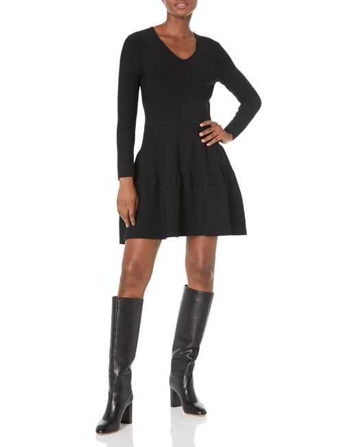 Shoshanna Black Cierra Contour Knit Mini Dress