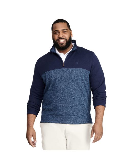 Izod Big & Tall Big Advantage Performance Quarter Zip Sweater Fleece Solid  Pullover in Blue for Men | Lyst