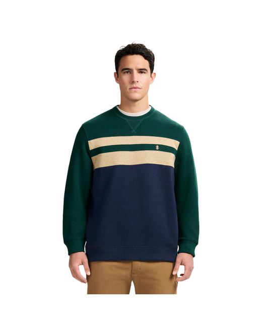 Izod Men's Green Advantage Performance Crewneck Fleece Pullover