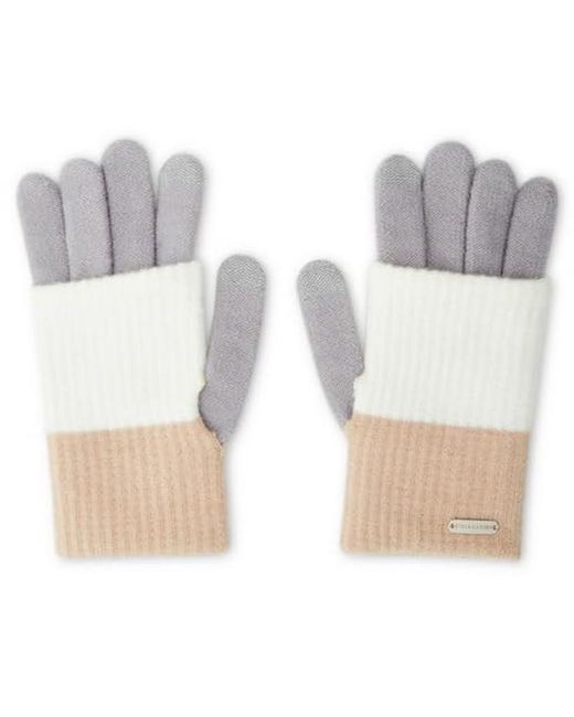 Steve Madden White Color-blocked Long Cuff Magic Gloves