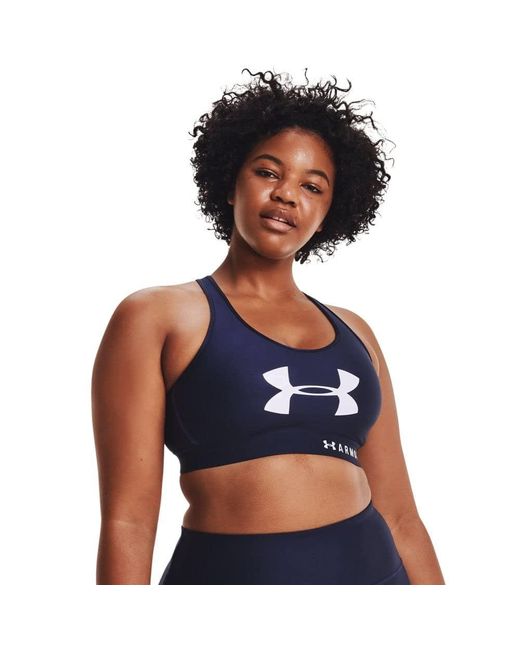 Under Armour Blue Armour Mid Keyhole Graphic Sports Bra Xs Navy