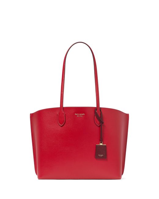 Kate Spade Red Suite Crossgrain Leather Large Work Tote