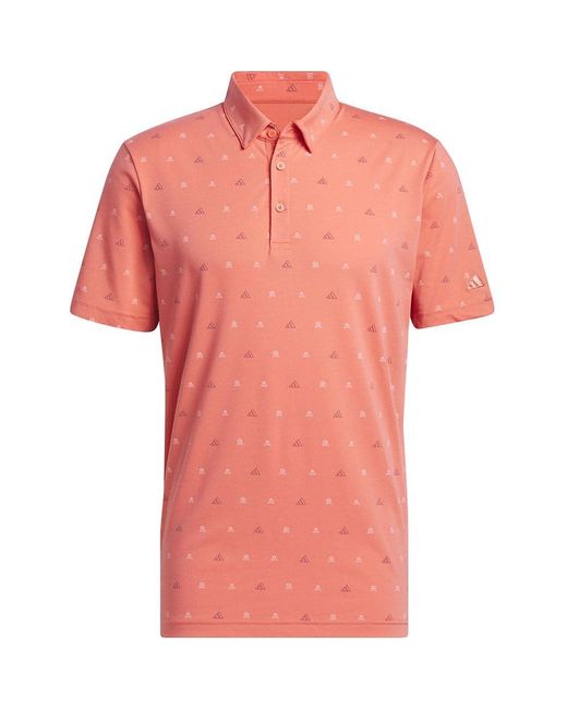 Adidas Pink Go-to Mini-crest Print Polo Shirt for men