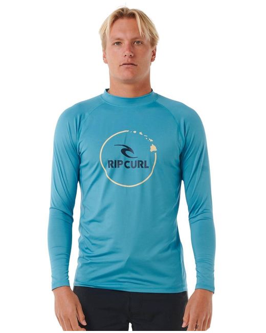 Rip Curl Island Vibe UPF 50 Long Sleeve Rashguard Rash-Guard-Shirt in Blue für Herren