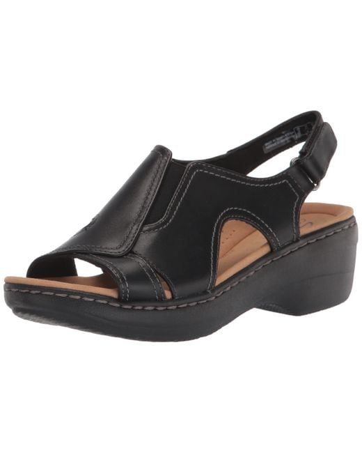 Clarks Leather Merliah Style Heeled Sandal in Black Leather (Black) for ...