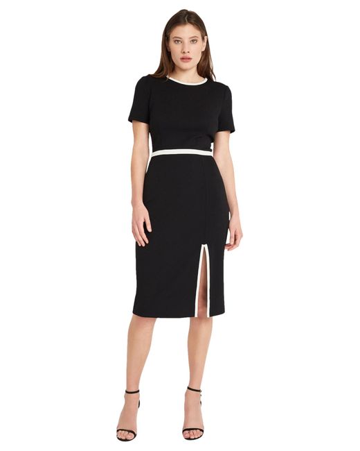Donna Morgan Black Slit Contrast Binding Detail | Multi Occasion Dress For