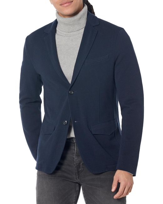 John Varvatos Blue Rexford Long Sleeve Jacket In Seed Stitch K6417z4 for men