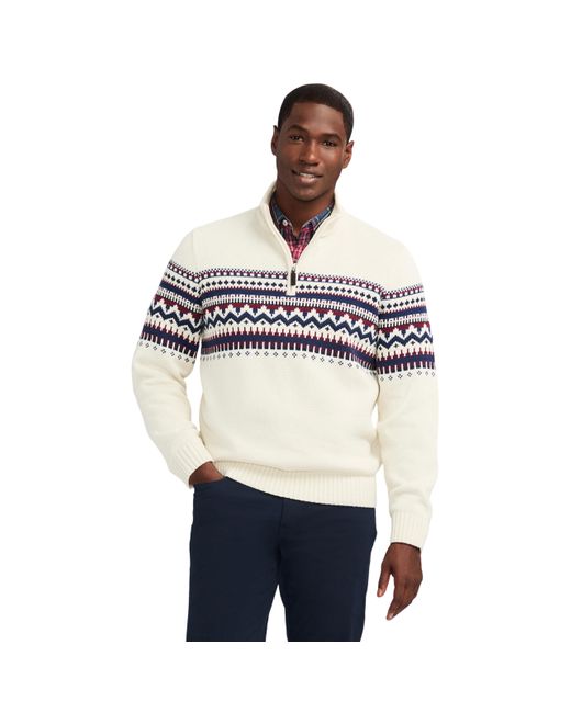 Izod White Quarter Zip Textured Sweater for men