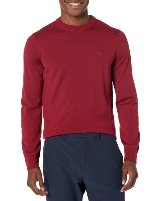 Lacoste Red Crew Neck Merino Wool Sweater for men