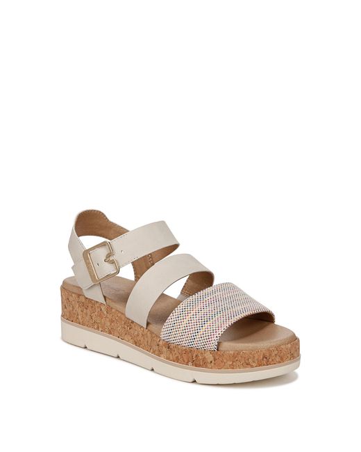 Dr. Scholls Brown S Once Twice Espadrille Platform Wedge Sandal Multi Woven Fabric 9 M