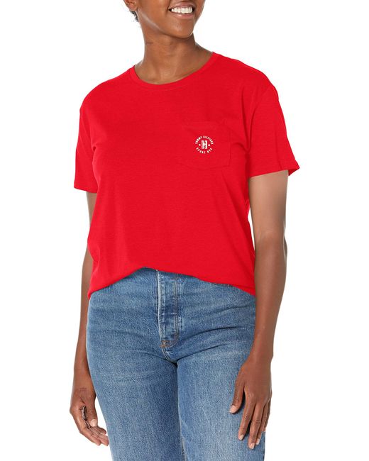Tommy Hilfiger Red Front Pocket Boyfriend Fit Soft T-shirt
