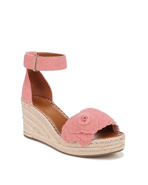 Franco Sarto S Clemens Jute Wrapped Espadrille Wedge Sandals Coral Pink Flower 8.5m