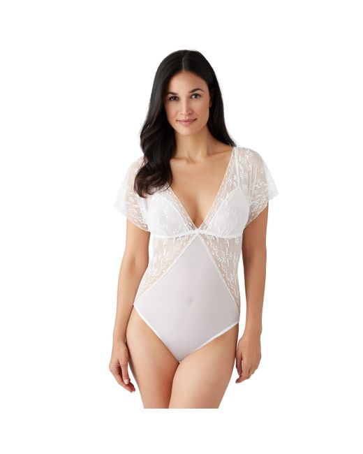 Wacoal White Lifted In Luxury Thong-back Bodysuit