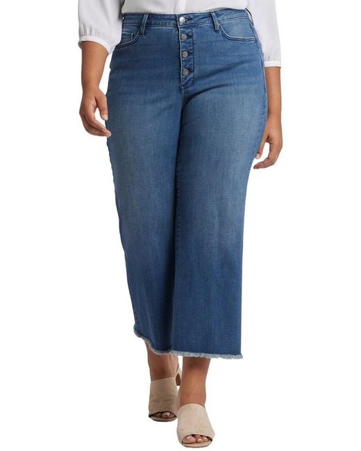 NYDJ Plus Size High-rise Teresa Wide Leg Ankle In Mission Blue
