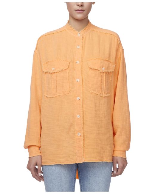 Buffalo David Bitton Orange Taylee Oversized Long Sleeve Button Down Shirt